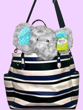 Kate Spade Diaper Bag with Elephant Stuffed Rattle